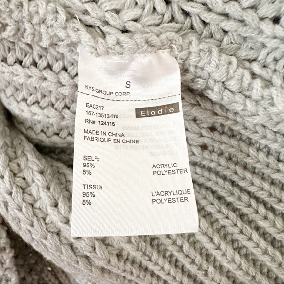 NWT Elodie Light Gray Oversized Chunky Cable Knit Sweater - Size Small - Picture 5 of 6